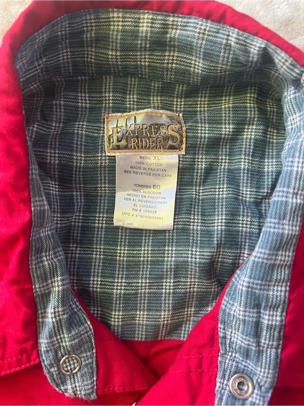 Men’s Red Western Button-Up Shirt with Black Barbed Wire Embroidery | Size XL - Picture 5 of 10